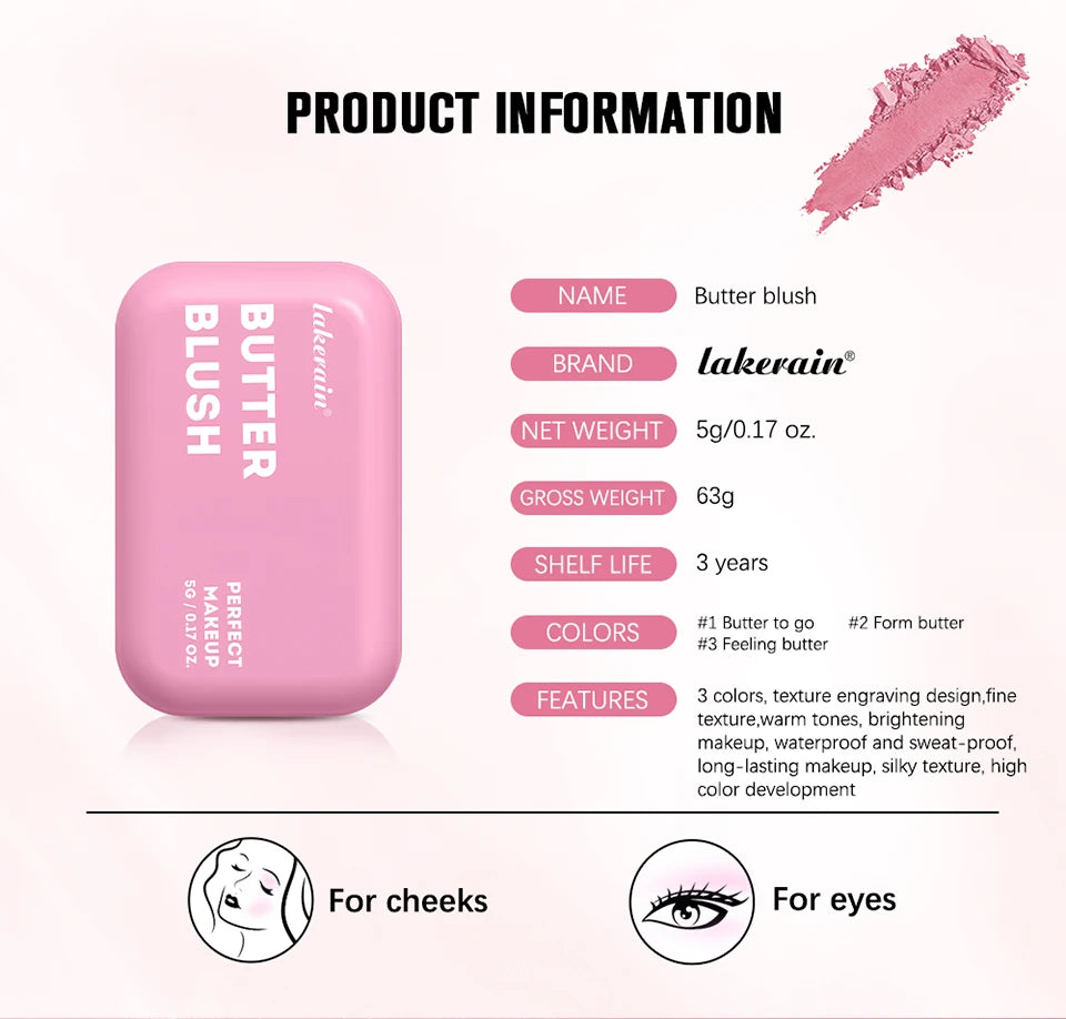Professional Makeup Powder Blush 12HR Wear Vegan Formula Blusher Makeup Blush in Bar Cosmetics Palette Powder Pink Cream Face