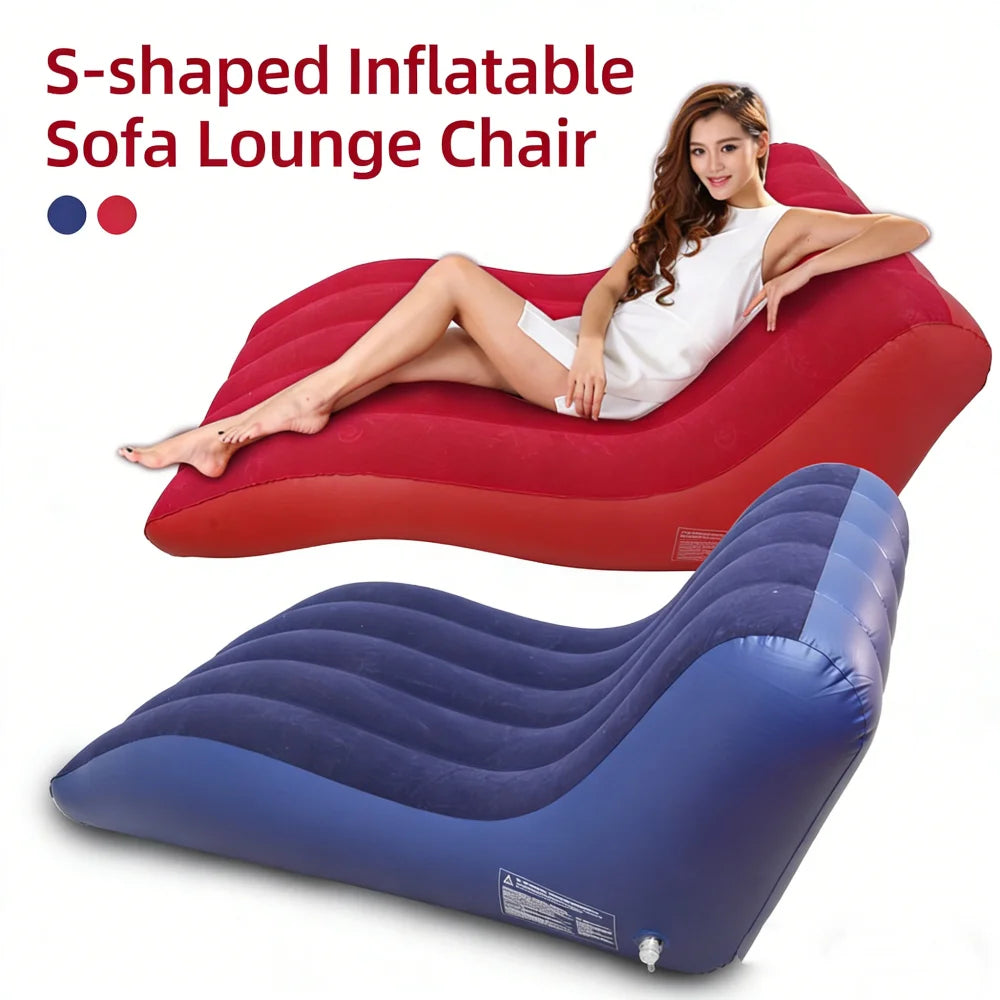 Outdoor Inflatable Velvet Lazy Sofa Tent Portable Camping Home Use S-Shape Lazy Sofa for Relaxing And Reclining
