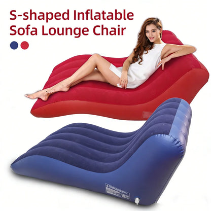 Outdoor Inflatable Velvet Lazy Sofa Tent Portable Camping Home Use S-Shape Lazy Sofa for Relaxing And Reclining