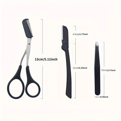 1/3pieces Stainless Steel  Eyebrow Trimmer beauty Tools For Beginners eyebrow with Comb