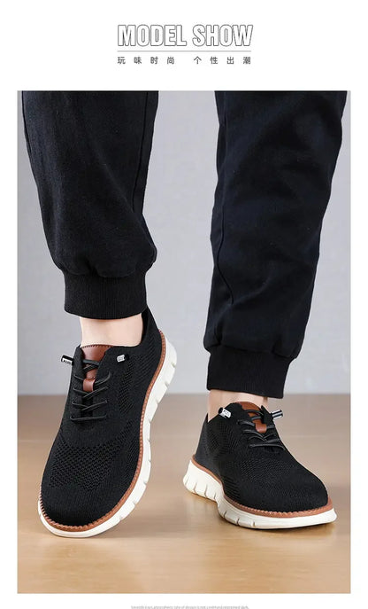 Vanmie Men Casual Sneakers Shoes Breathable Summer Knitted Mesh Sock Sneakers Fashion Simple Lace-up Lightweight  Sneakers
