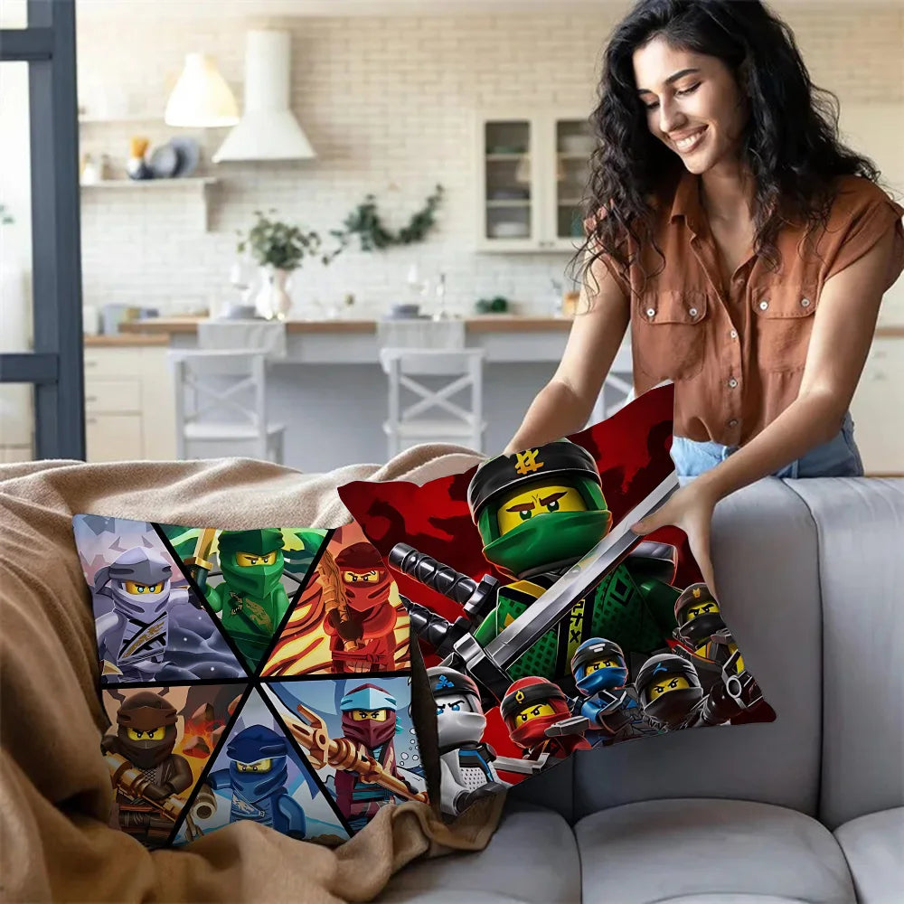 Pillow Covers Cartoon For Game Ninjagos Sofa Decorative Home Double-sided Printing Short Plush Cute Cushion Cover