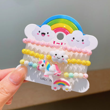 3Pcs Qute Colourful resin Bracelets Little Girls Bracelets Kit Kids Fashion Charm Bracelet Kids Jewelry Party Accessories