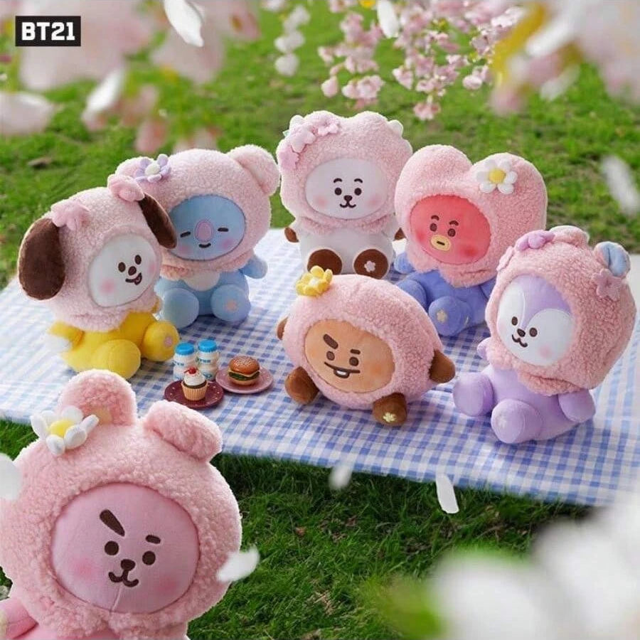 BT21 KPOP Sakura series plush toy bulletproof youth group plush sitting doll Fan gifts、birthday gifts、couple gifts、adult gifts