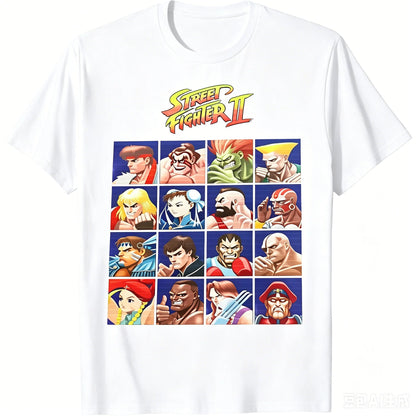 2026 New Street Fighter II Character Design T-shirt High Quality Casual Comfortable Breathable Men's Printed Crew Neck T-shirt