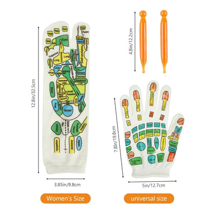 Reflexology Socks Gloves Massage Relieve Tired Feet Socks Acupressure Hand Massager Acupoint Massage Tool Pain Relief Foot Care