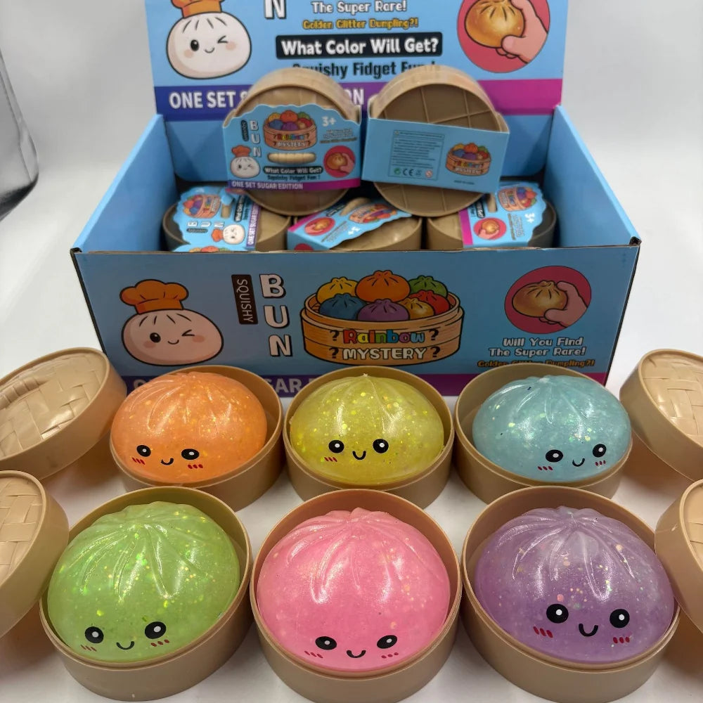New Luminous Dumplings Squishy Expression Bun Toys Colorful Slow Rebound Simulation Stress Relief Bun Squeeze Toys