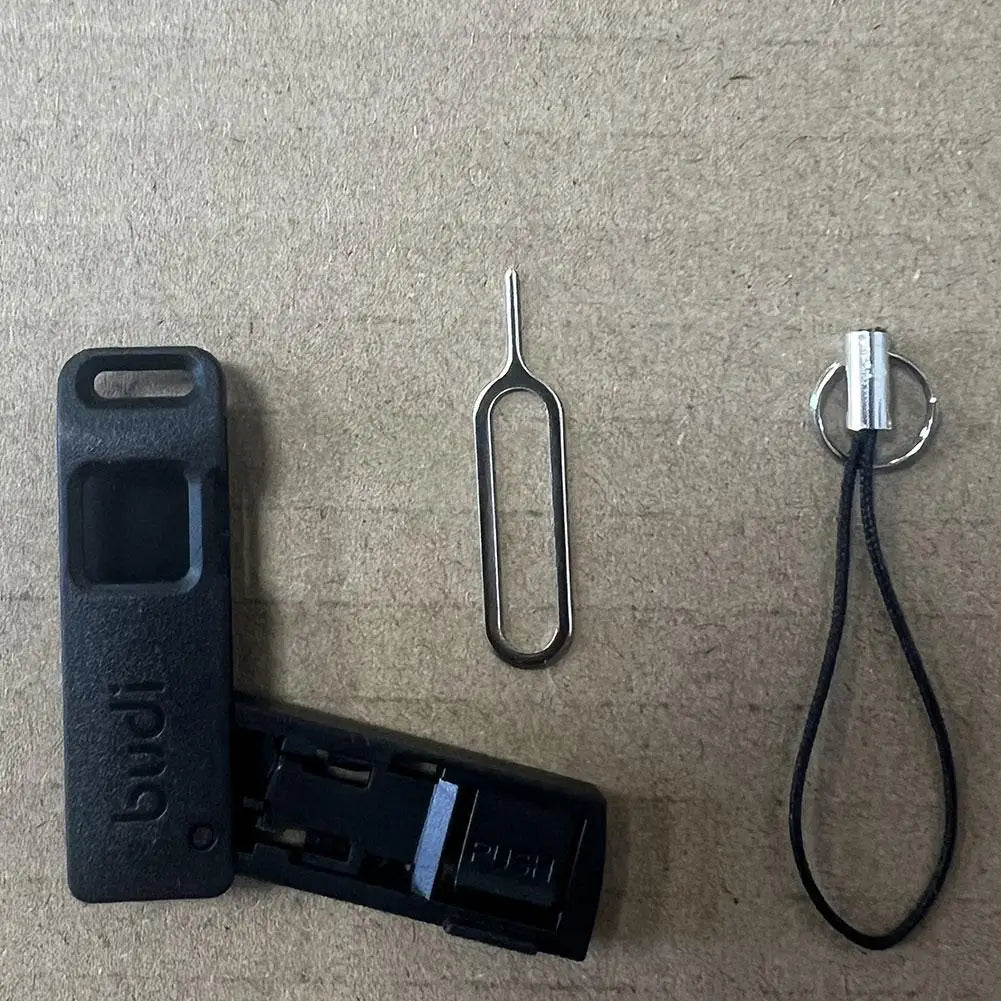 BUDI Anti-Lost Sim Card Eject Pin Needle Plastic Storage Box Mobile Phone Steel Ejector Pin SIM TF Card Tray Opener Keyring