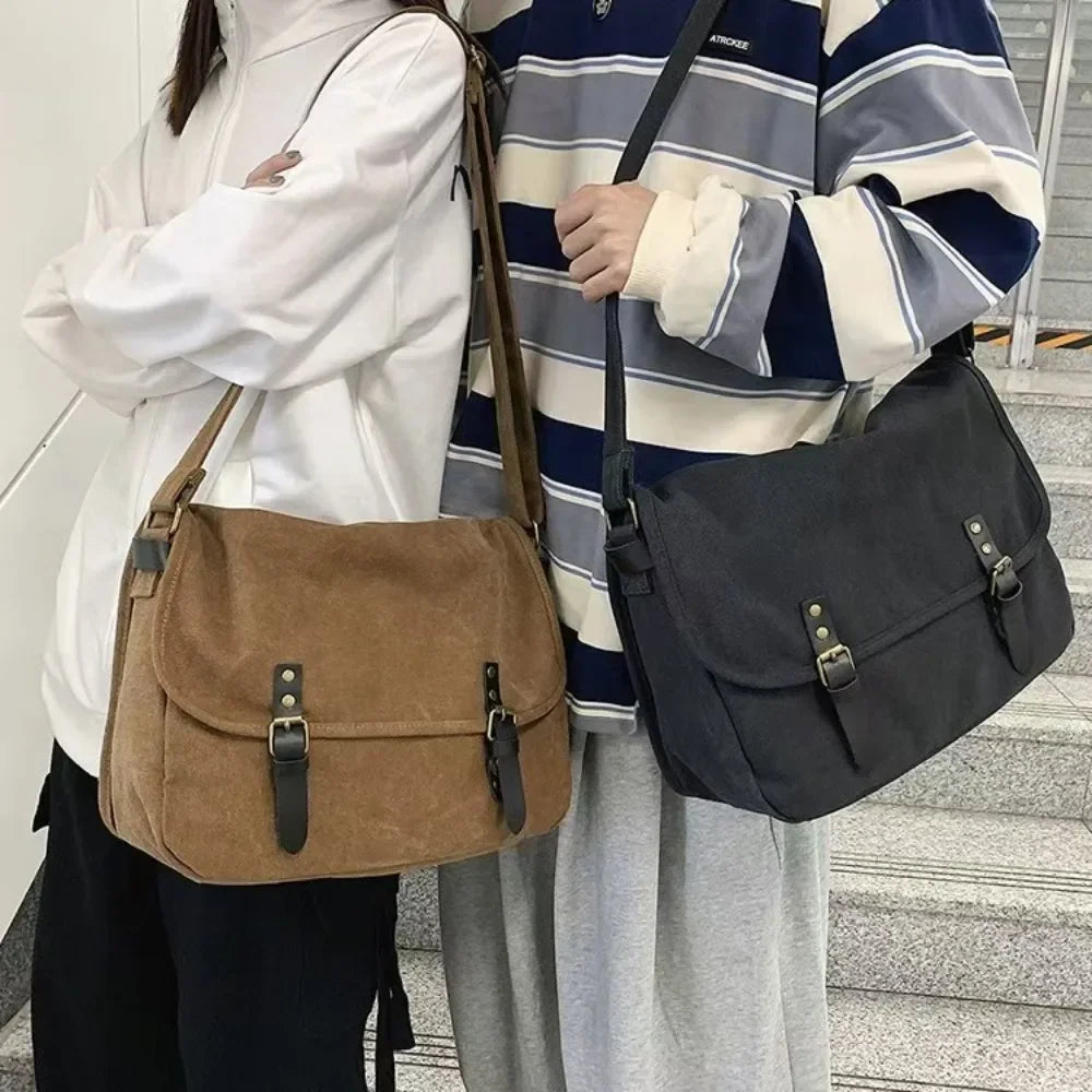 Canvas Large Capacity Mens Casual Handbags Vintage Shoulder Messenger Bag Leisure Student Satchel Package Bolsos Crossbody Bags