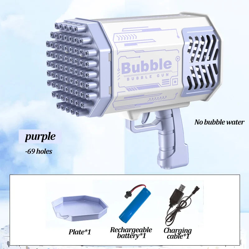 Bubble Gun Machine Without Solution - 40/69/109 Holes Blaster for Kids Outdoor Summer Toy, Party Favors - Bubble Maker Blowers