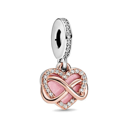 2025 Hot selling 925 Silver Pink Bird Moon Pendant Suitable for European Bracelets DIY Accessories Women's Charm Jewelry Gifts