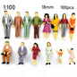 100Pcs/Bag 1:100/1:150/1:75/1:50 Scale Plastic People Figures Model Building Passengers DIY Character Mixed Color Pose Kids Toys