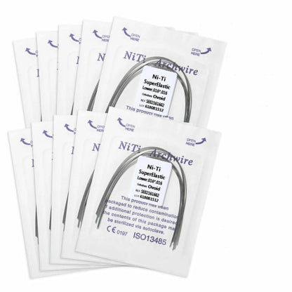 100Pcs/10Packs Dental Orthodontic Ovoid Form Archwires Niti Super Elastic Round Rectangular Wire 012/014/016/018/16X16/16X22