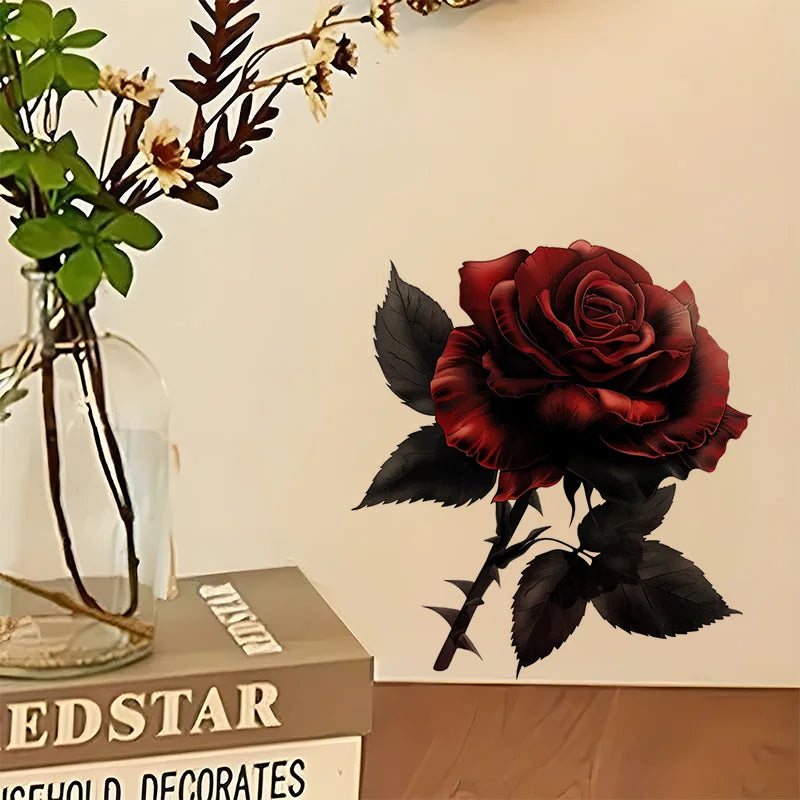 KT88# Gothic Rose Sticker Stickers,Wall Toilet Decal Removable, Vinyl Car Sticker for Bathroom Decor, Outdoor Indoor Use
