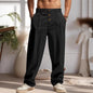 Men's Cotton Linen Long Pants Summer Solid Color Breathable Linen Trousers Male Casual Elastic Waist Casual Pants  Men ﻿