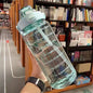 2L Water Bottle Portable Straw Plastic Water Cup for Outdoor Sports Fitness Adult High Value Big Fat Cup with Time Marker