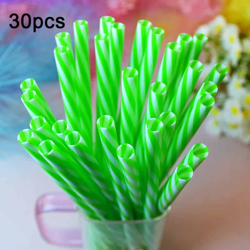 30-Pack of Two-Tone Twisted Straws, Reusable—A Must-Have for Parties, Bars, and Birthday Celebrations