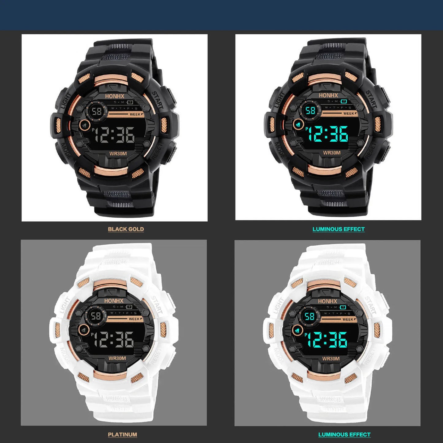 Fashion Men‘s Watch Waterproof Sports Digital Watches Men Large Dial Electronic Wristwatch Clock for Boys Child Reloj Hombre