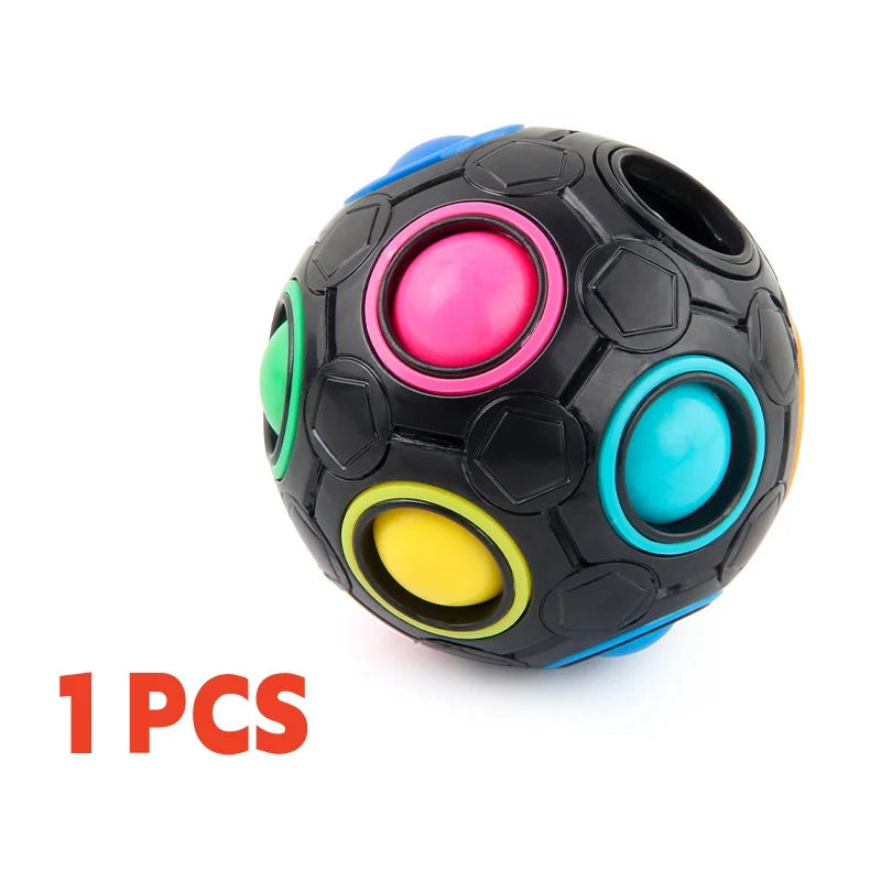 Magic Rainbow Puzzle Ball Cube Speed Ball Fun Brain-training Stress Reliever Fidget Ball Toy Christmas for Kids And Adults