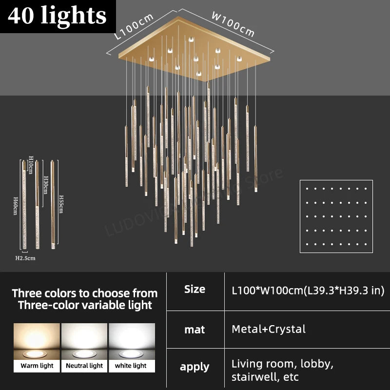 Hotel lobby LED Chandelier Luxury Villa hall Living room Crystal Chandeliers Customable High Ceilings Chandelier