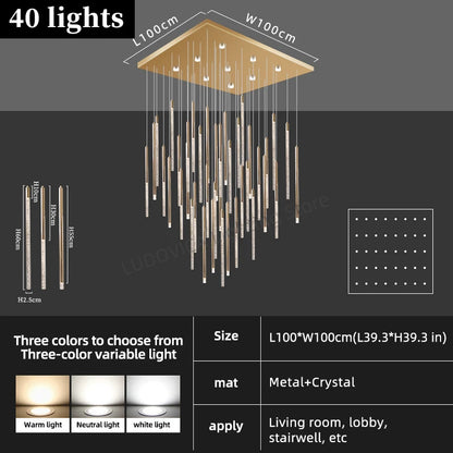 Hotel lobby LED Chandelier Luxury Villa hall Living room Crystal Chandeliers Customable High Ceilings Chandelier