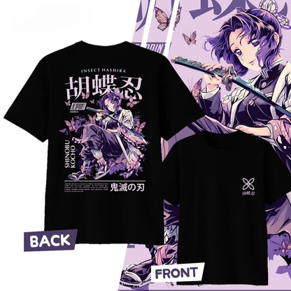 Demon Slayer Kochou Shinobu Pure Cotton T-shirt for 2026 Summer Kids/Men's/Women's Fashion Casual Cosplay Short Sleeved T-shirt