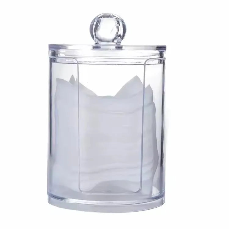 Small Clear Acrylic Qtip Holder Dispenser for Cotton Swabs Balls Pads Floss Picks - Vanity Makeup Storage Box Organizer