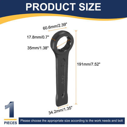 Uxcell Box End Striking Ring Wrench 17mm-48mm Metric CR-V Steel 12-Point Flat Strike Wrench Baking Paint Single Head Spanner
