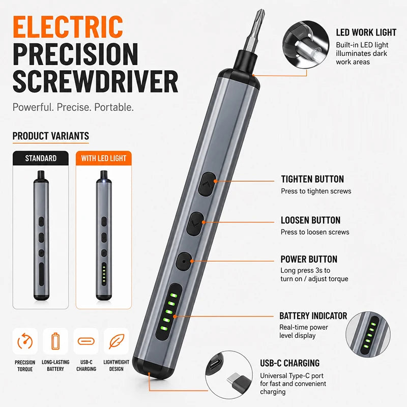 68 in 1 Rechargeable Electric Screwdriver Set Portable Magnetic Screwdriver Bits for iPhone PC Watch Electronic Repair Tool