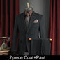 Men Suit Outfit Simple Solid Turn Down Collar Blazer Man Single-breasted Vest Straight-leg Pant Male Slim Wedding 3-piece Set