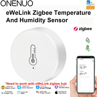 EWelink ZigBee Temperature Humidity Sensor Battery Powered Ewelink APP Control Home Environment Monitor works with Alexa/Google