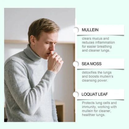 30000mg Mullein Leaf Herbal Drops, Lung Detox Cleansing Formula, Fast Absorption Natural Respiratory Health Maintenance