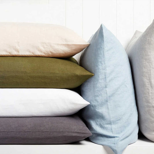 100% French Linen Soft Breathable Pillow Covers Decorative Square Throw Pillow Covers for Bed Couch Sofa Envelope Closure