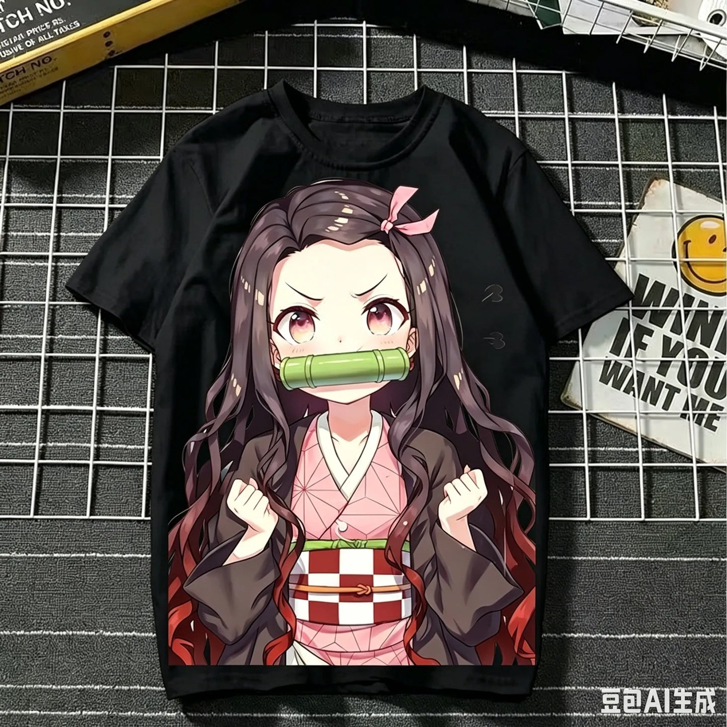2026 Summer Demon Slayer Nezuko Cherry Blossom Butterfly Print Cotton T-Shirt Adult Kids Casual Loose Breathable Anime Tops Y2k