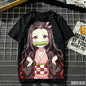 2026 Summer Demon Slayer Nezuko Cherry Blossom Butterfly Print Cotton T-Shirt Adult Kids Casual Loose Breathable Anime Tops Y2k
