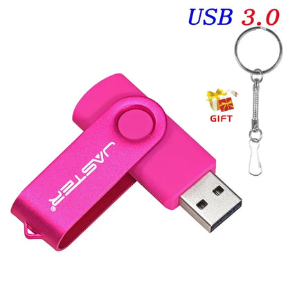 High Speed Mini USB 3.0 Flash Drive 128GB Rotatable Memory Stick Free Key Chain Pen Drive 64GB Red Pendrive Black U Disk 32GB