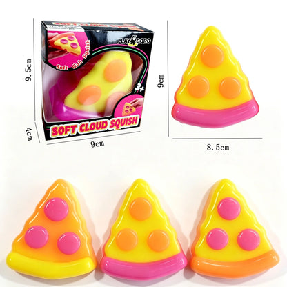 Pizza Shaped Soft Squishy Fidget Cube Velvet Squeeze Toy Sensory Stress Relief Anti-Anxiety Desktop Gadget for Relax Gift