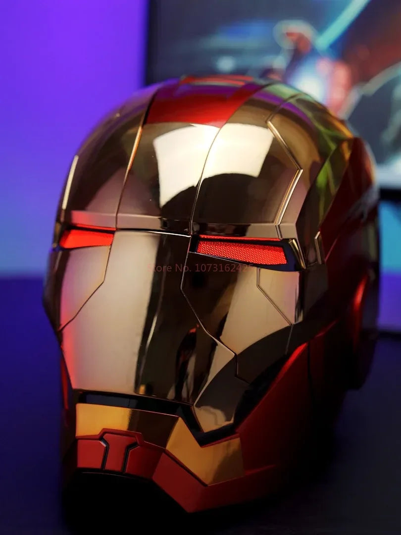 New AutoKing 1/1 Mk5 Iron Man Helmet Cosplay Voice Control Eyes with Light Model Toys for Adult Electric Wearable Christmas Gift