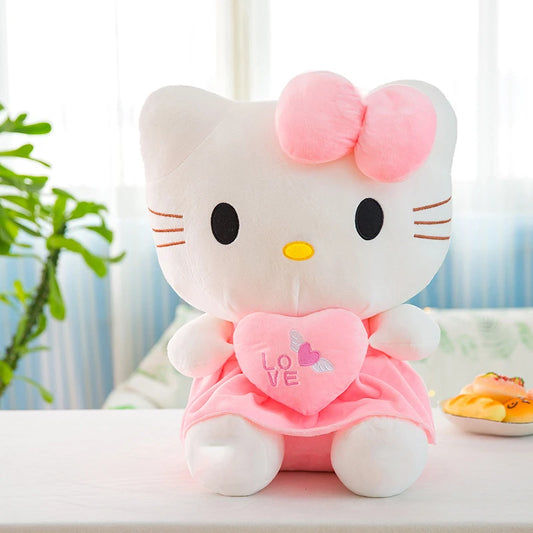 Sanrio Kitty Plush Toys Pillow 25cm Kawaii Anime KT Cat Plush Doll Soft Stuffed Cartoon Cute Pink Doll Birthday Gift For Girls