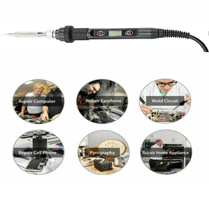 LCD Digital Adjustable Temperature 80W Soldering Iron Electric Welding Tools Solder Wire Tweezers Hand