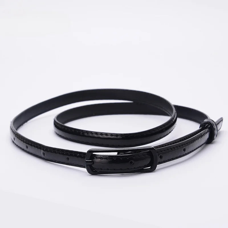 Children Candy Color Belts 1.2cm Super-thin PU Waistbands Simple Solid Color Casual Belts Girl Apparel Accessories