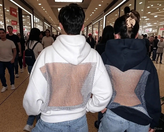 Russias Hot Selling Sexy Backless Sparkling Rhinestone Mesh Hoodie Y2K Womens Harajuku Fashion Oversized Hoodie Pullover Tops