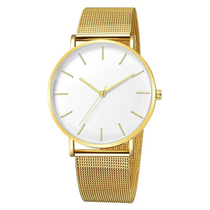 Ultra-thin Fashion Watch Women Luxury Metal Mesh Belt Ladies Quartz Wristwatches Minimalist Elegant Woman Watches reloj mujer