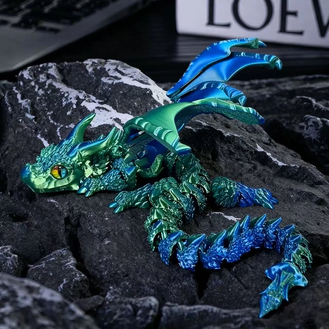 2026 New Hot Sale 3D Printed Big Horn Dragon Model Toy Articulated Joints Action Figure Party Decoration Craft Gift Wholesale