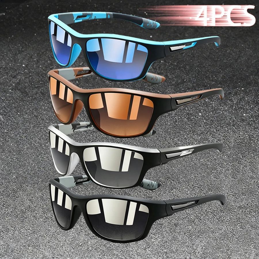 4PCS Fashion Vintage Pattern Cycling Sunglasses Men Women Running Cycling Mountaineering Sport Man Driving Fishing Sun Glasses