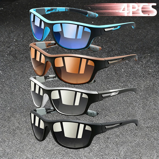 4PCS Fashion Vintage Pattern Cycling Sunglasses Men Women Running Cycling Mountaineering Sport Man Driving Fishing Sun Glasses