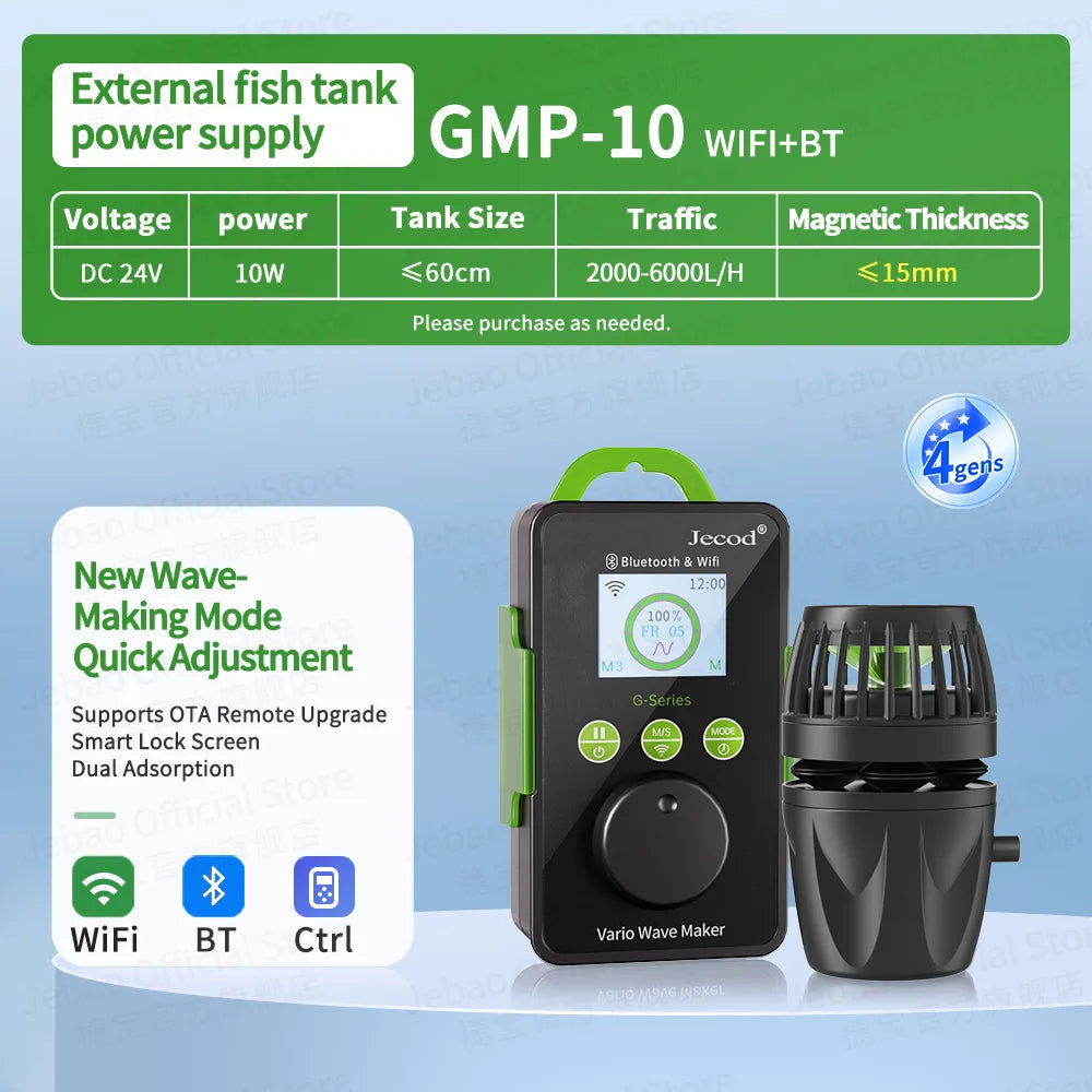 Jebao Jecod GMP Series 2026 New Model Support OTA WiFi BT Connectivity Silent Operation 9 Wave Modes Aquarium Pump
