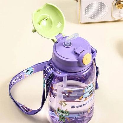650ml Cute Water Bottle Cup With Straw Adjustable Shoulder Strap Portable Leakproof Students Kids Adults Outdoor BPA Safe 2026