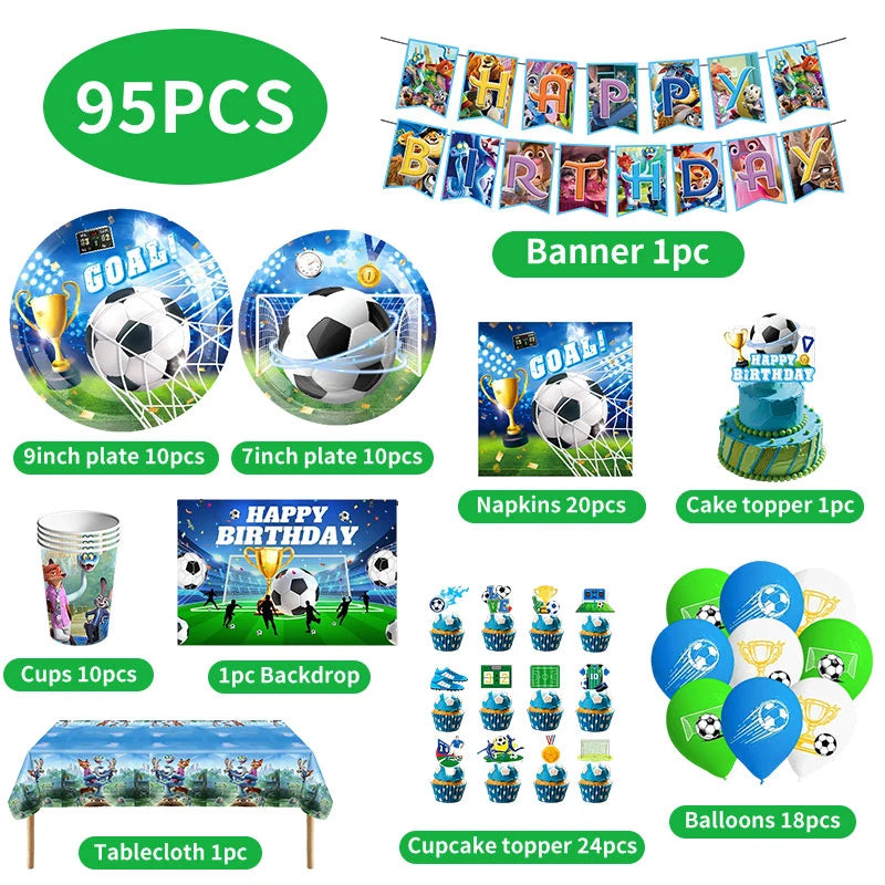 Blue Football Birthday Party Decoration Soccer Birthday Party Plate Cup Napkins Cotillon Birthday Soccer Star Happy Birthday Set
