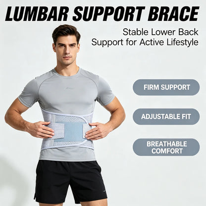 Adjustable Compression Back Support Waist Belt, Breathable Lumbar Brace for Sedentary Office, Handling Labor & Strength Training